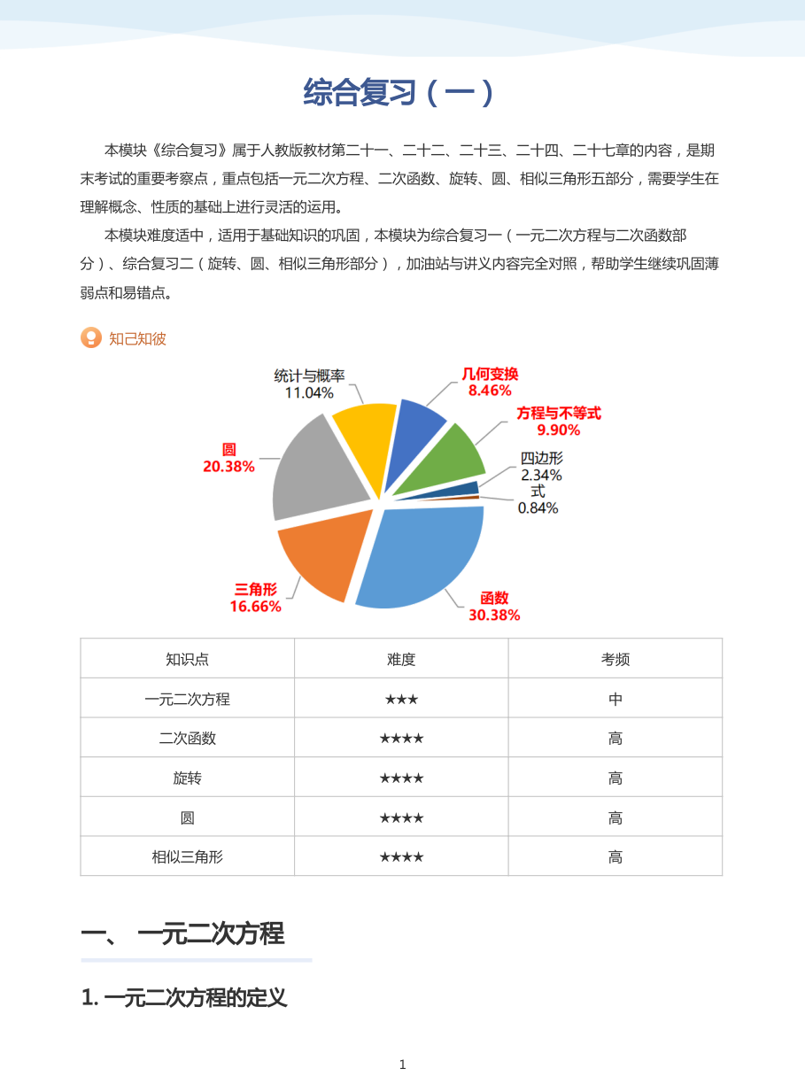 综合复习（一）(教师版).pdf 第 1 页